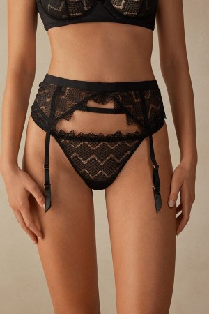 Black Intimissimi Urban Nomad Garter Belt | CAEGJ90777