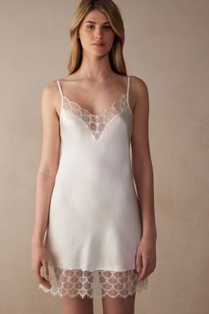 White Intimissimi Pure Charme Silk Slip | CAEAH64727