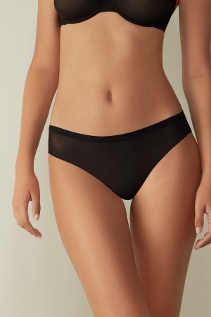 Black Intimissimi Invisible Touch Brazilian Panties | TCAWZ32836