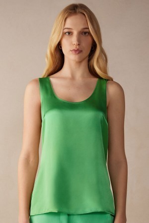 Green Intimissimi Silk and Modal Tank Top | ACAWC86951