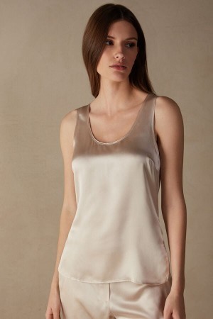 Natural Intimissimi Silk and Modal Tank Top | CAEGJ23568