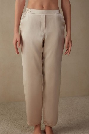 Natural Intimissimi Straight Silk Pants | GCAEC82493