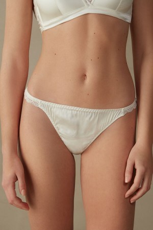 White Intimissimi Silk and Lace G-String | CADYB80682