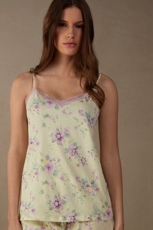 Yellow Intimissimi Flower Power Top in Supima® Ultrafresh Cotton | CAEGJ52299