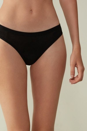 Black Intimissimi Brazilian Panties in Ultralight Supima® Cotton | CAXBR34432