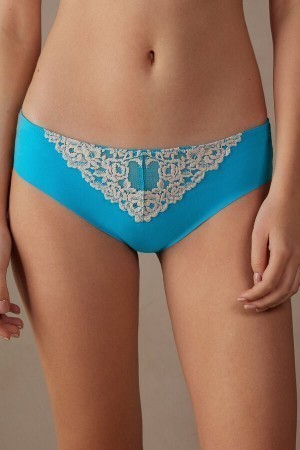 Blue Intimissimi Pretty Flowers Seamless Cotton Panties | CACVG45118