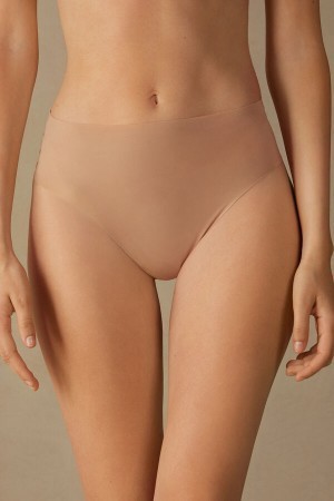 Natural Intimissimi High Waist Thong in Seamless Ultralight Microfiber | CAICD41284