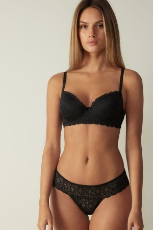 Black Intimissimi Sofia Balconette Bra in Lace | ZCAMJ72669