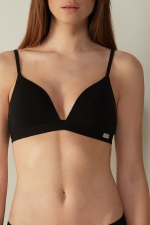 Black Intimissimi Tiziana Triangle Bra in Cotton | CAJVR94188