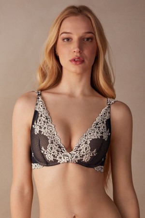 Blue Intimissimi Pretty Flowers Giorgia Balconette Bra | TCAPQ89003