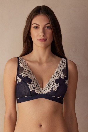 Blue Intimissimi Pretty Flowers Lara Triangle Bra | PCAQX73024