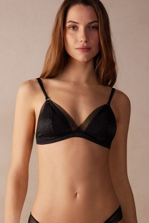 Black Intimissimi Cool Minimal Emma Triangle Bra | CAEGJ88891