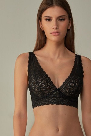 Black Intimissimi Eleonora Balconette Bra in Lace | QCAWA86012