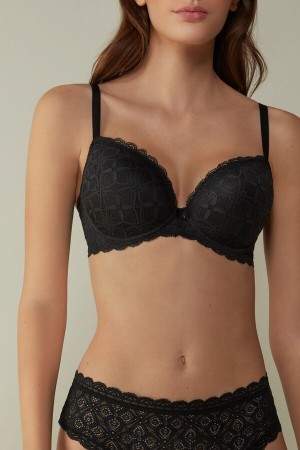 Black Intimissimi Irina Balconette Bra in Lace | SCAVO33701