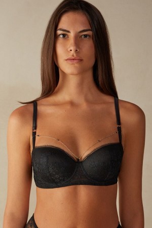 Black Intimissimi Luxury Treats Sofia Balconette Bra | CADYB24454