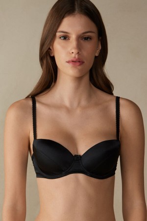 Black Intimissimi Sofia Balconette Bra in Silk | ZCANQ80721