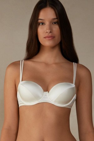 White Intimissimi Sofia Balconette Bra in Silk | ZCAMJ83007