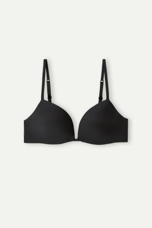 Black Intimissimi Silvia Push-up Bra in Ultralight Microfiber | ECAHC85172