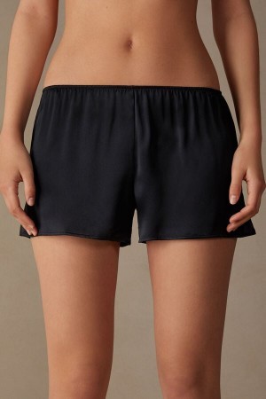 Black Intimissimi Smooth Silk-Satin Shorts | FCAUI59815