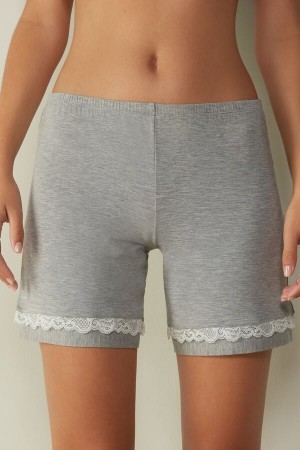 Grey Intimissimi Modal Shorts with Lace Details | LCASX39649