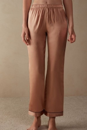 Natural Intimissimi Silk Satin Pajama Pants | ACADF47835