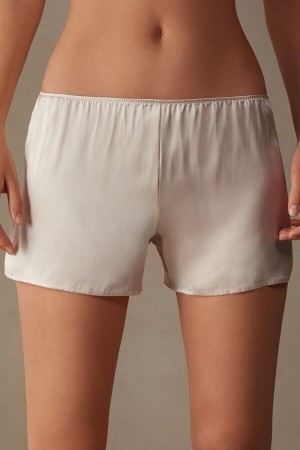 Natural Intimissimi Smooth Silk-Satin Shorts | QCAUV85908