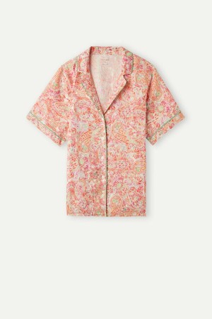 Multicolor Intimissimi Summer Journey Short Sleeve Linen Shirt | PCAER30236