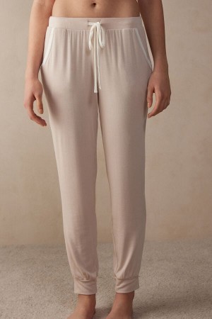 Pale Pink Intimissimi Simple Elegance Full Length Jogger Pants in Modal | CAXBR57070