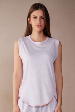 Violet Intimissimi Iris and Apricot Ultrafresh Supima® Cotton Tank Top | ZCAMJ64562