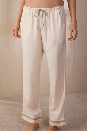 White Intimissimi Lost in Fields Full Length Pants in Plain-weave Modal | CAIIZ14609