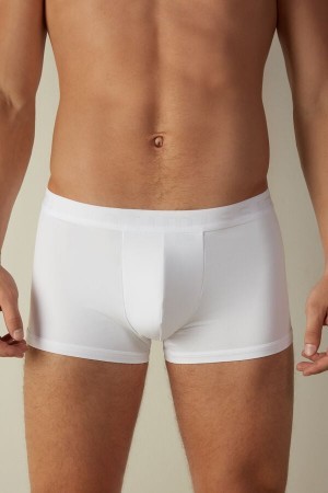 White Intimissimi Microfiber Logo Boxer Shorts | XCABH41709