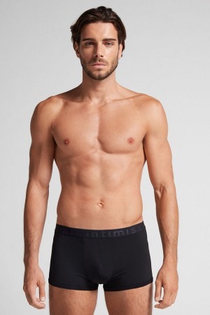 Black Intimissimi Microfiber Logo Boxer Shorts | ECAHC14481