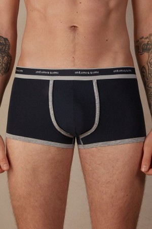 Blue Intimissimi Natural Fresh Supima® Cotton Boxers with Logo | CACVG62202