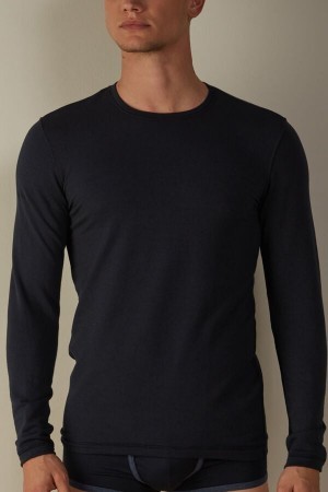 Black Intimissimi Long-Sleeve Modal-Cashmere Top | ZCAMJ60597