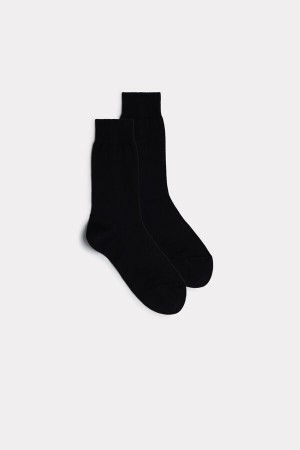 Black Intimissimi Short Warm Cotton Socks | QCAUV69045