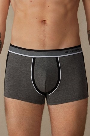 Black Intimissimi Two-tone Boxers in Stretch Supima® Cotton | ZCAMJ98306