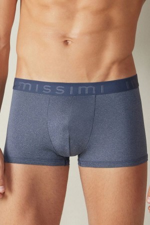 Blue Intimissimi Microfiber Logo Boxer Shorts | CAJKU98625