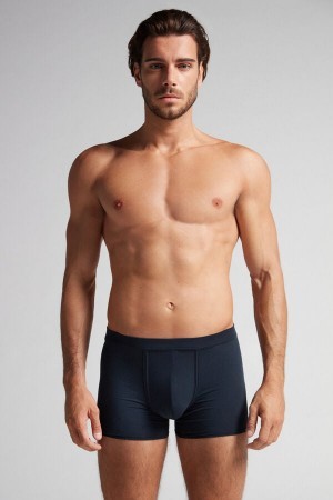 Blue Intimissimi Natural Fresh Supima® Cotton Boxers | CADYB46649