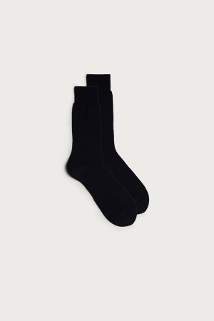 Blue Intimissimi Short Sateen Egyptian Cotton Socks | GCAEC64975