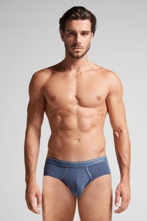 Blue Intimissimi Supima Cotton Briefs with Visible Elastic | ECAVG65612