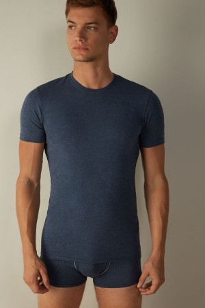 Blue Intimissimi T-shirt in Stretch Supima® Cotton | DCAVO52485