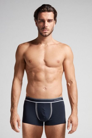 Blue Intimissimi Two-tone Boxers in Stretch Supima® Cotton | CAJBT94150