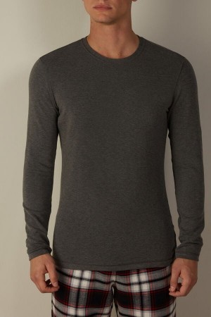 Dark Grey Intimissimi Long-Sleeve Modal-Cashmere Top | BCASO56631