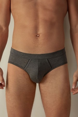 Dark Grey Intimissimi Natural Fresh Supima® Cotton Briefs | QCAWA16926