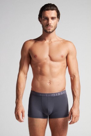 Grey Intimissimi Microfiber Logo Boxer Shorts | CAXBR70123