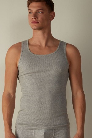 Grey Intimissimi Ribbed Supima Cotton Tank Top | UCATG92269