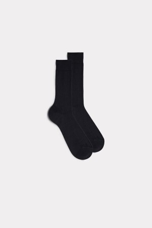 Grey Intimissimi Short Ribbed Egyptian Cotton Socks | ZCANQ39380