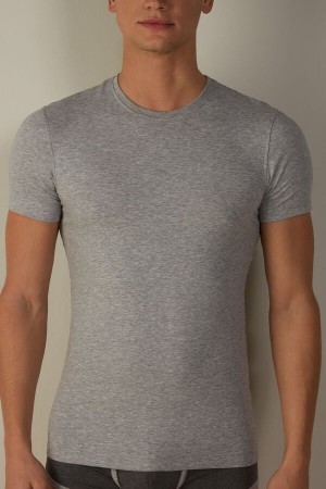 Grey Intimissimi T-shirt in Stretch Supima® Cotton | MCAHR72771