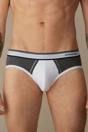 Grey Intimissimi Two-Tone Stretch Supima® Cotton Briefs | LCASX99321