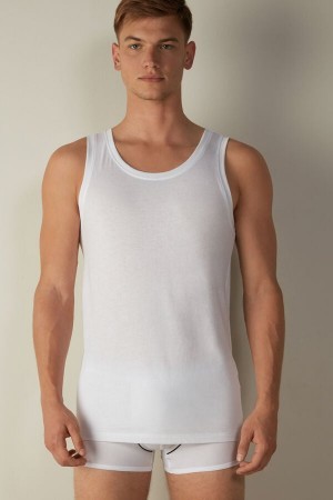 White Intimissimi Supima Cotton Crew Neck Tank Top | SCANY64980